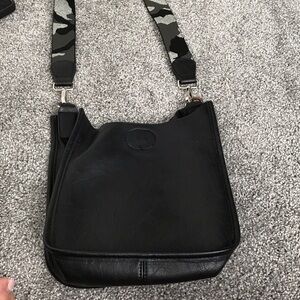 Black Crossbody Bag with Camouflage Strap